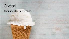  Presentation with ice cream cone - PPT theme featuring gelato - top view yogurt ice cream background and a light gray colored foreground