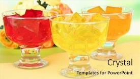  Presentation with jelly - Beautiful slide set featuring gello - tasty jelly cubes in bowls backdrop and a  colored foreground