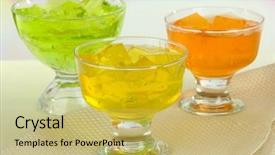  Presentation with jelly - Presentation theme enhanced with gello - tasty jelly cubes in bowls background and a yellow colored foreground