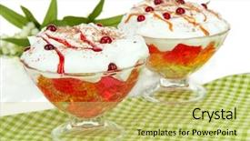  Presentation with jelly - Amazing slide deck having gello - tasty jelly on table backdrop and a  colored foreground