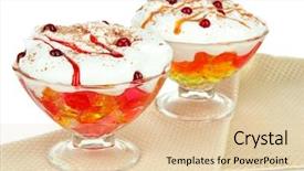  Presentation with peach jam or jelly - Slide deck enhanced with gello - tasty jelly on table background and a  colored foreground