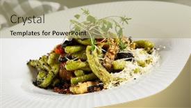  Presentation with pasta - Presentation theme consisting of gemelli-pasta-with-baked-vegetable background and a mint green colored foreground