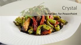  Presentation with pasta - Colorful PPT theme enhanced with gemelli-pasta-with-baked-vegetable backdrop and a mint green colored foreground