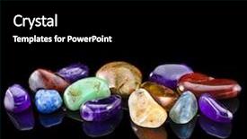  Presentation with copy space - Beautiful PPT theme featuring gemstone crystal therapy - semi-precious stones against black background backdrop and a black colored foreground