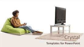  Presentation with video-background - PPT layouts with gen-z-guy-sitting background and a soft green colored foreground