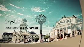  Presentation with german - Amazing slide set having gendarmenmarkt in berlin germany view backdrop and a mint green colored foreground