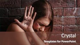  Presentation with brick wall - Cool new slides with gender - battered young woman written words backdrop and a tawny brown colored foreground