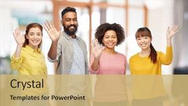  Presentation with race ethnicity - Beautiful slide deck featuring gender - diversity race ethnicity people concept backdrop and a yellow colored foreground