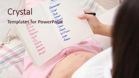  Presentation with pregnant woman cleaning - Slide deck with gender - pregnant woman studying list names background and a lemonade colored foreground
