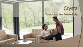  Presentation with family and home love concept - PPT layouts enhanced with gender communication - gay couple love home concept background and a soft green colored foreground