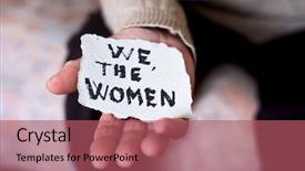  Presentation with equality - Cool new theme with gender equality - closeup of an old caucasian backdrop and a coral colored foreground