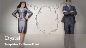  Presentation with gender equality - Slides enhanced with gender equality - funny businessman and woman lying background and a gray colored foreground