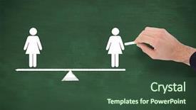  Presentation with gender equality - Cool new slides with gender equality - hand of a businessman writing backdrop and a ocean colored foreground