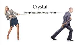  Presentation with equality - Beautiful PPT layouts featuring gender equality - man and woman in tug backdrop and a white colored foreground