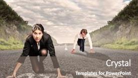  Presentation with equality - Presentation design consisting of gender equality - man versus woman background and a gray colored foreground