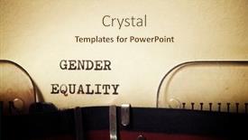  Presentation with gender equality - Beautiful PPT theme featuring gender-equality-phrase-written backdrop and a lemonade colored foreground