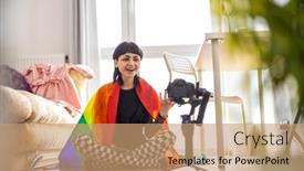  Presentation with wrapped flag - Amazing PPT layouts having gender-fluid-person-wrapped backdrop and a coral colored foreground