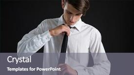  Presentation with black man - Theme featuring gender identity - androgynous man adjusting his tie background and a gray colored foreground
