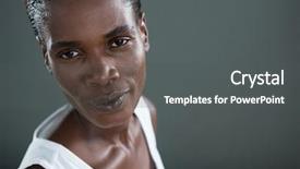  Presentation with man looking up happy - PPT theme enhanced with gender identity - androgynous man looking at camera background and a dark gray colored foreground