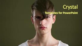  Presentation with environmental psychology man green - PPT theme with gender identity - androgynous man looking at camera background and a tawny brown colored foreground