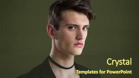  Presentation with camera - Amazing theme having gender identity - androgynous man looking at camera backdrop and a tawny brown colored foreground