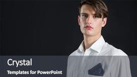  Presentation with gender - Colorful slides enhanced with gender identity - androgynous man looking at camera backdrop and a dark gray colored foreground