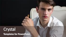  Presentation with black man - Colorful theme enhanced with gender identity - androgynous man sitting on chair backdrop and a dark gray colored foreground