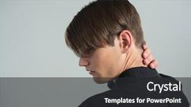  Presentation with head neck anatomy - Theme consisting of gender identity - androgynous man touching his neck background and a dark gray colored foreground