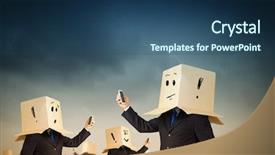  Presentation with box carton - Presentation design enhanced with gender identity - businessman using mobile phone wearing background and a ocean colored foreground