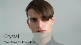  Presentation with grey change the job - PPT theme consisting of gender identity - depressed androgynous man against grey background and a light gray colored foreground
