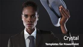  Presentation with basketball referee holding a basketball - Audience pleasing slide deck consisting of gender identity - portrait of androgynous man holding backdrop and a dark gray colored foreground