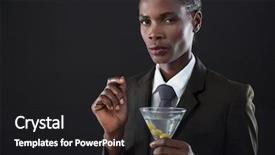  Presentation with blonde holding magnifying glass - Presentation theme with gender identity - portrait of androgynous man holding background and a dark gray colored foreground