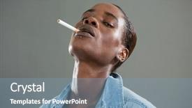  Presentation with cigarette te dent - PPT theme with gender identity - portrait of androgynous man posing background and a  colored foreground