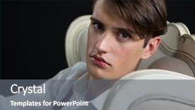  Presentation with 3d man sitting question mark - Amazing slides having gender identity - portrait of androgynous man sitting backdrop and a  colored foreground