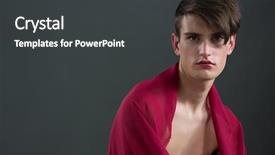  Presentation with red grey - Beautiful presentation theme featuring gender identity - portrait of androgynous man wrapped backdrop and a dark gray colored foreground