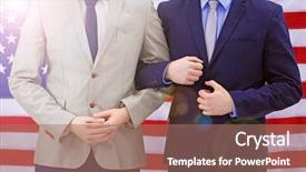  Presentation with gay flag - Colorful PPT theme enhanced with gender law - gay couple and usa flag backdrop and a coral colored foreground