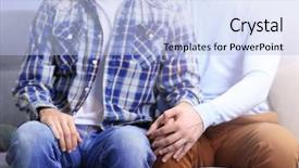  Presentation with gay - Colorful PPT theme enhanced with gender law - gay couple sitting on sofa backdrop and a light blue colored foreground