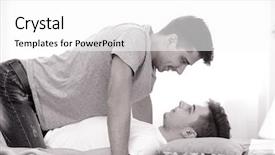  Presentation with gay - Slides enhanced with gender law - gay couple together on bed background and a white colored foreground