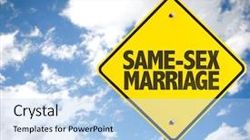  Presentation with sex trafficking - Slide set consisting of gender law - same-sex marriage sign with sky background and a light blue colored foreground