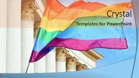  Presentation with gay flag - Audience pleasing theme consisting of gender law - waving gay flag and courthouse backdrop and a  colored foreground
