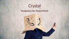  Presentation with box carton - Amazing slide set having gender personality - businessman using mobile phone wearing backdrop and a  colored foreground