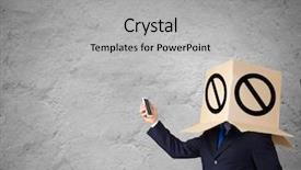  Presentation with box carton - Beautiful slide deck featuring gender personality - businessman using mobile phone wearing backdrop and a  colored foreground