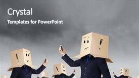  Presentation with box carton - Colorful presentation theme enhanced with gender personality - businessman using mobile phone wearing backdrop and a  colored foreground