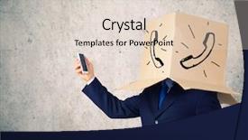  Presentation with box carton - PPT theme enhanced with gender personality - businessman using mobile phone wearing background and a  colored foreground