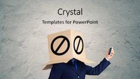  Presentation with box carton - Beautiful presentation theme featuring gender personality - businessman using mobile phone wearing backdrop and a  colored foreground