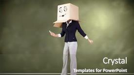  Presentation with box carton - Amazing PPT theme having gender personality - businesswoman using mobile phone wearing backdrop and a  colored foreground