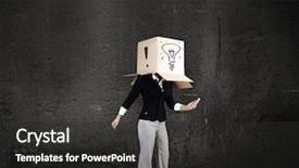  Presentation with box carton - Slide set having gender personality - businesswoman using mobile phone wearing background and a dark gray colored foreground