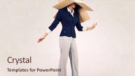  Presentation with box carton - Audience pleasing presentation theme consisting of gender personality - businesswoman using mobile phone wearing backdrop and a  colored foreground