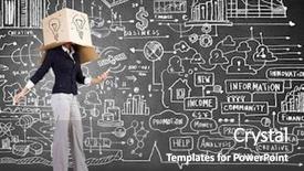  Presentation with box carton - Audience pleasing presentation design consisting of gender personality - businesswoman using mobile phone wearing backdrop and a  colored foreground