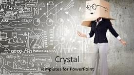  Presentation with box carton - Beautiful slide deck featuring gender personality - businesswoman using mobile phone wearing backdrop and a  colored foreground